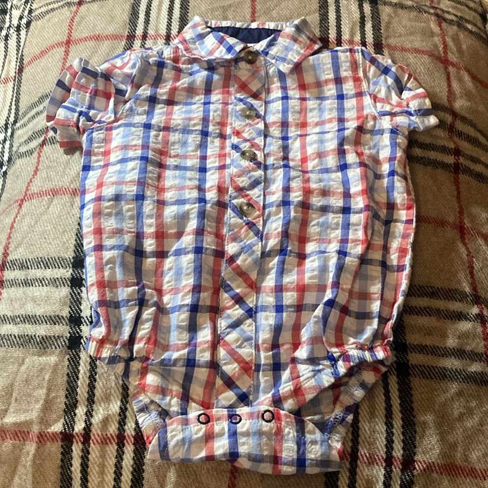 Plaid Kids Shirt in Red and Blue